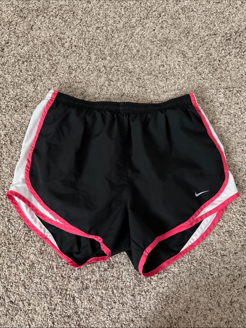Nike Women's Black Athletic Shorts with Pink Trim